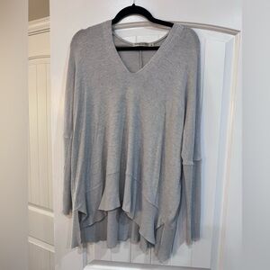 Chance or Fate Light Gray V-Neck Draped Knit Tunic